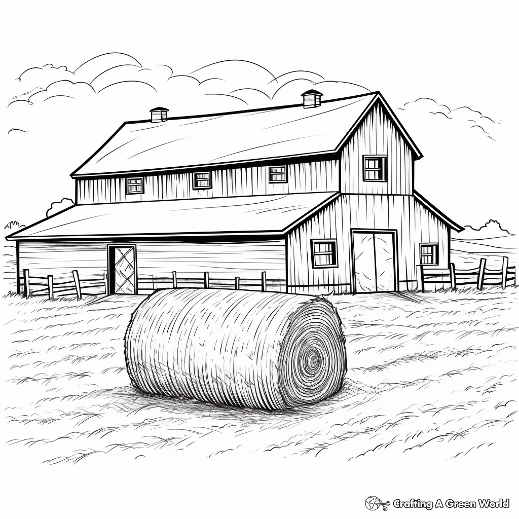 Hay Bale in Barn Scene Coloring Pages 3