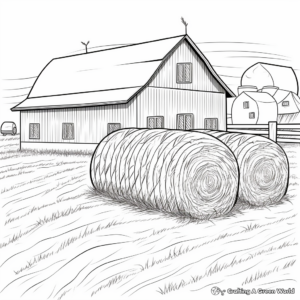 Hay Bale in Barn Scene Coloring Pages 4