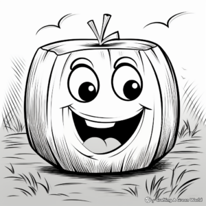 Hay Bale with Pumpkin Coloring Pages 1