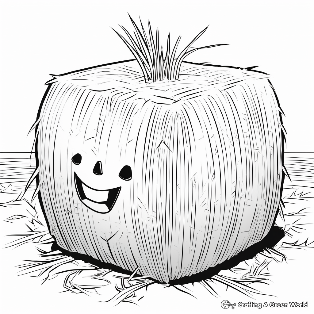 Hay Bale with Pumpkin Coloring Pages 2