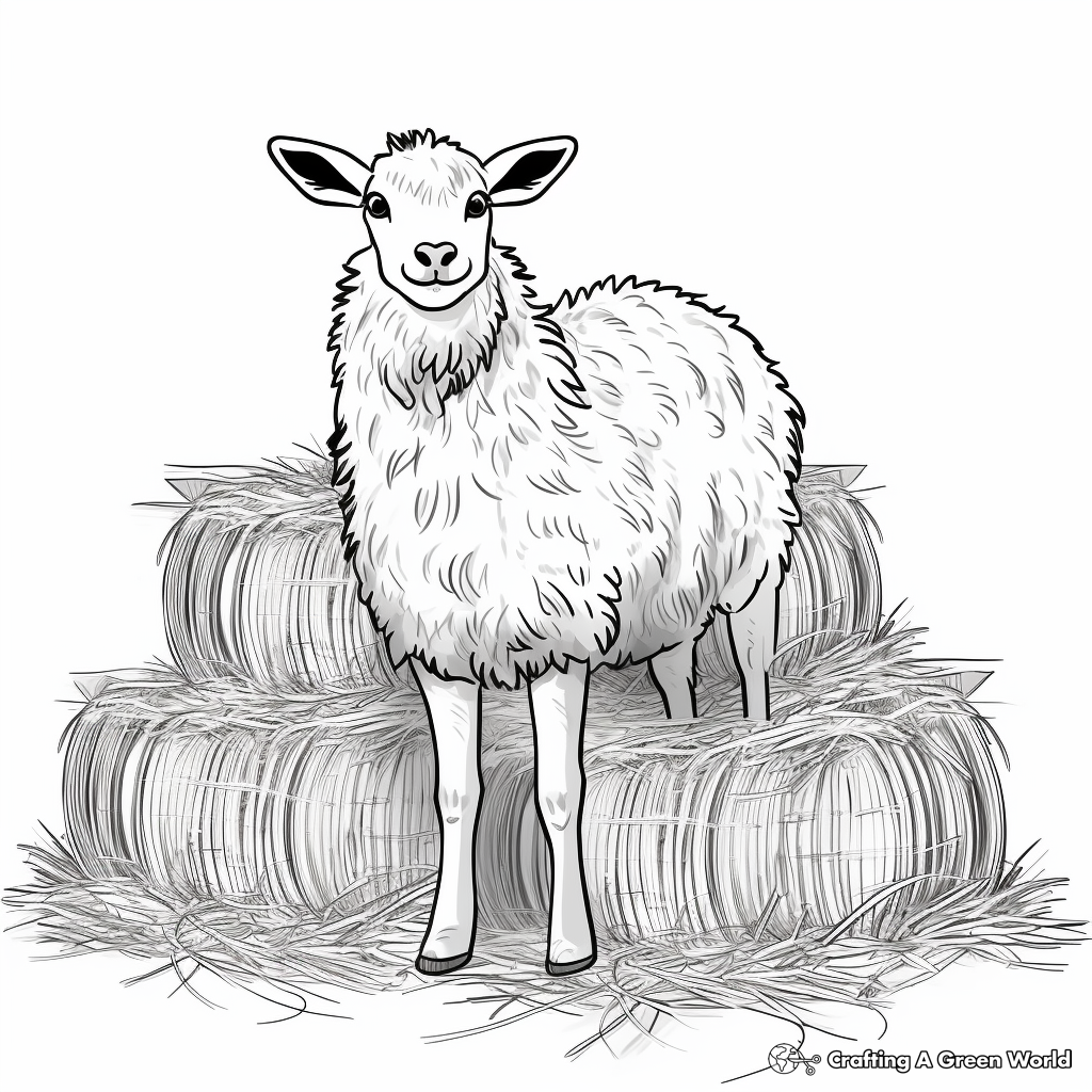 Haystack and Farm animals Coloring Pages 2