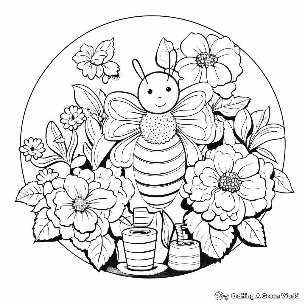 Healing Flowers and Bees Get Well Soon Coloring Pages 1