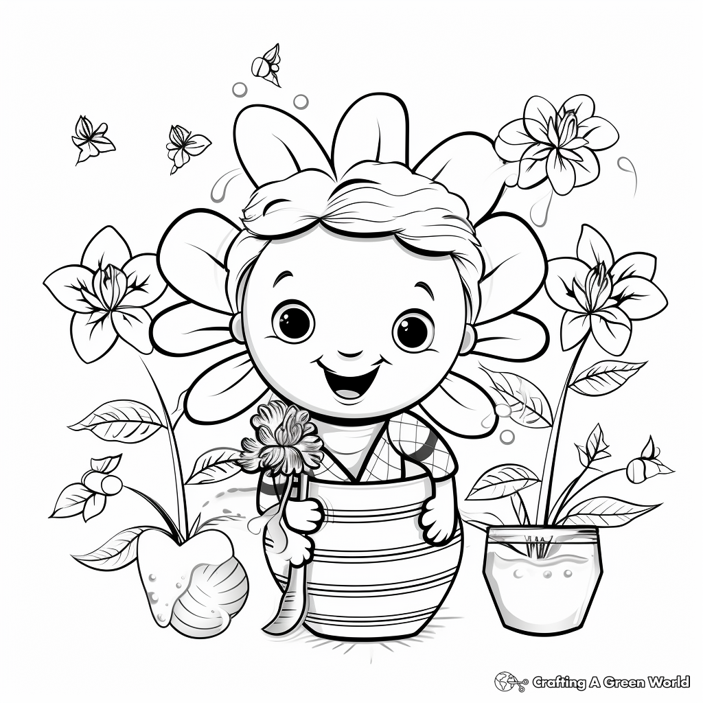 Healing Flowers and Bees Get Well Soon Coloring Pages 4