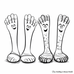 Healthy Toes and Unhealthy Toes Comparison Coloring Pages 1