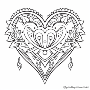 Heart and Arrow Coloring Pages for Valentine's Day 3