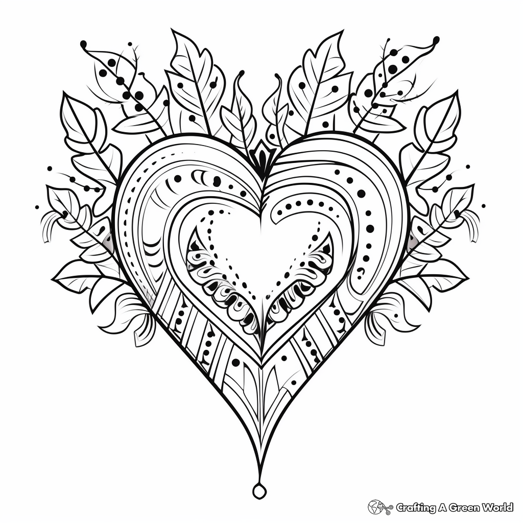 Heart and Arrow Coloring Pages for Valentine's Day 4
