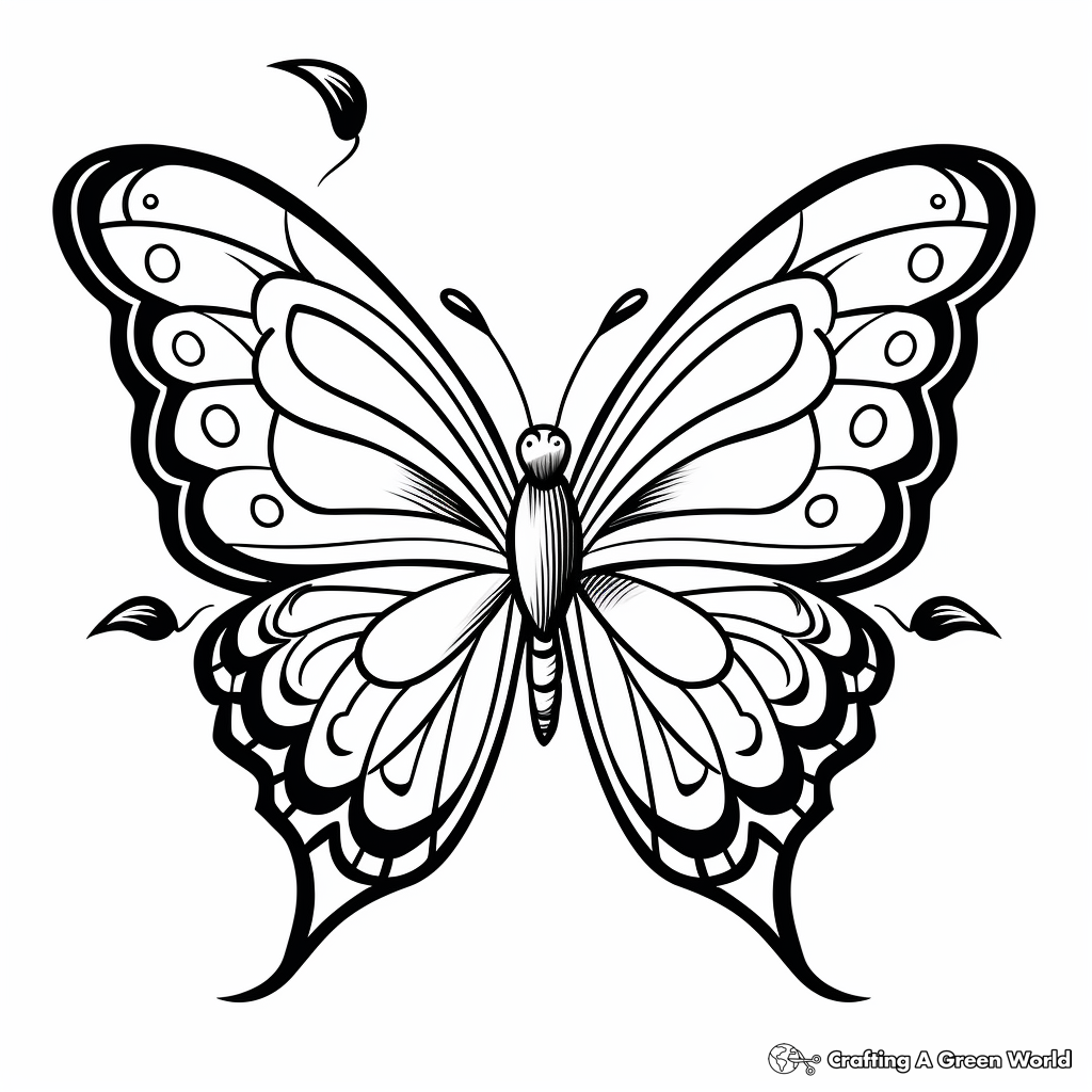 Heart Butterfly in Flight Coloring Pages 1