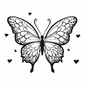 Heart Butterfly in Flight Coloring Pages 2