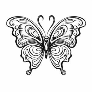 Heart Butterfly in Flight Coloring Pages 3