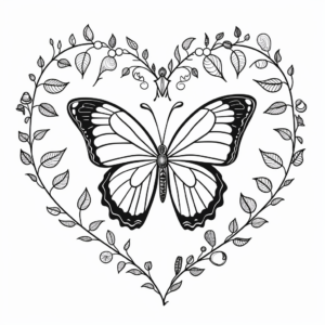 Heart Butterfly Life Cycle Coloring Pages 2