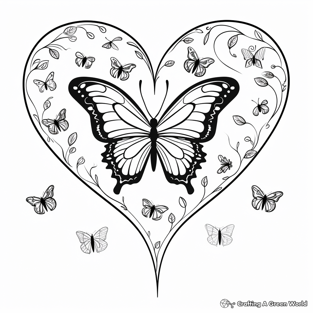 Heart Butterfly Life Cycle Coloring Pages 4