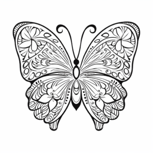 Heart Butterfly Mandala Coloring Pages 1