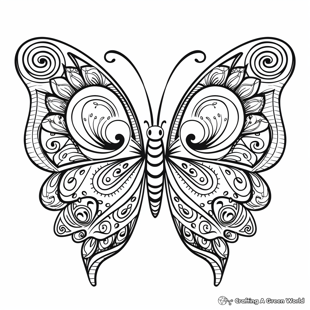 Heart Butterfly Mandala Coloring Pages 3