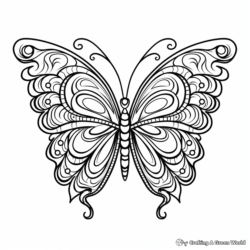 Heart Butterfly Mandala Coloring Pages 4