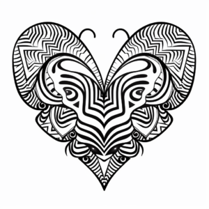 Heart Butterfly with Chevron Patterns Coloring Pages 1