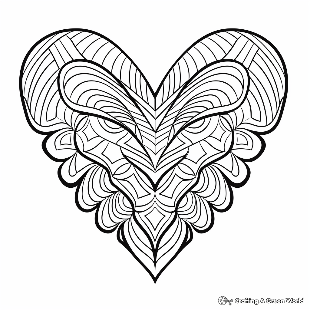 Heart Butterfly with Chevron Patterns Coloring Pages 2