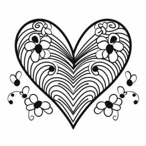 Heart Butterfly with Chevron Patterns Coloring Pages 3
