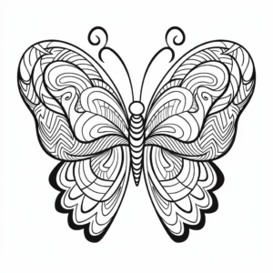 Heart Butterfly with Chevron Patterns Coloring Pages 4