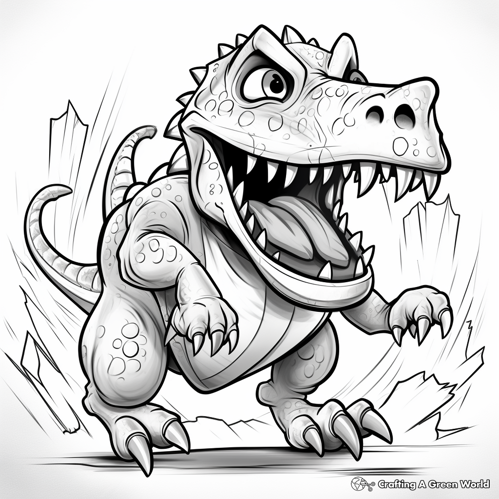 Heart-Pounding T Rex Chase Coloring Pages 3