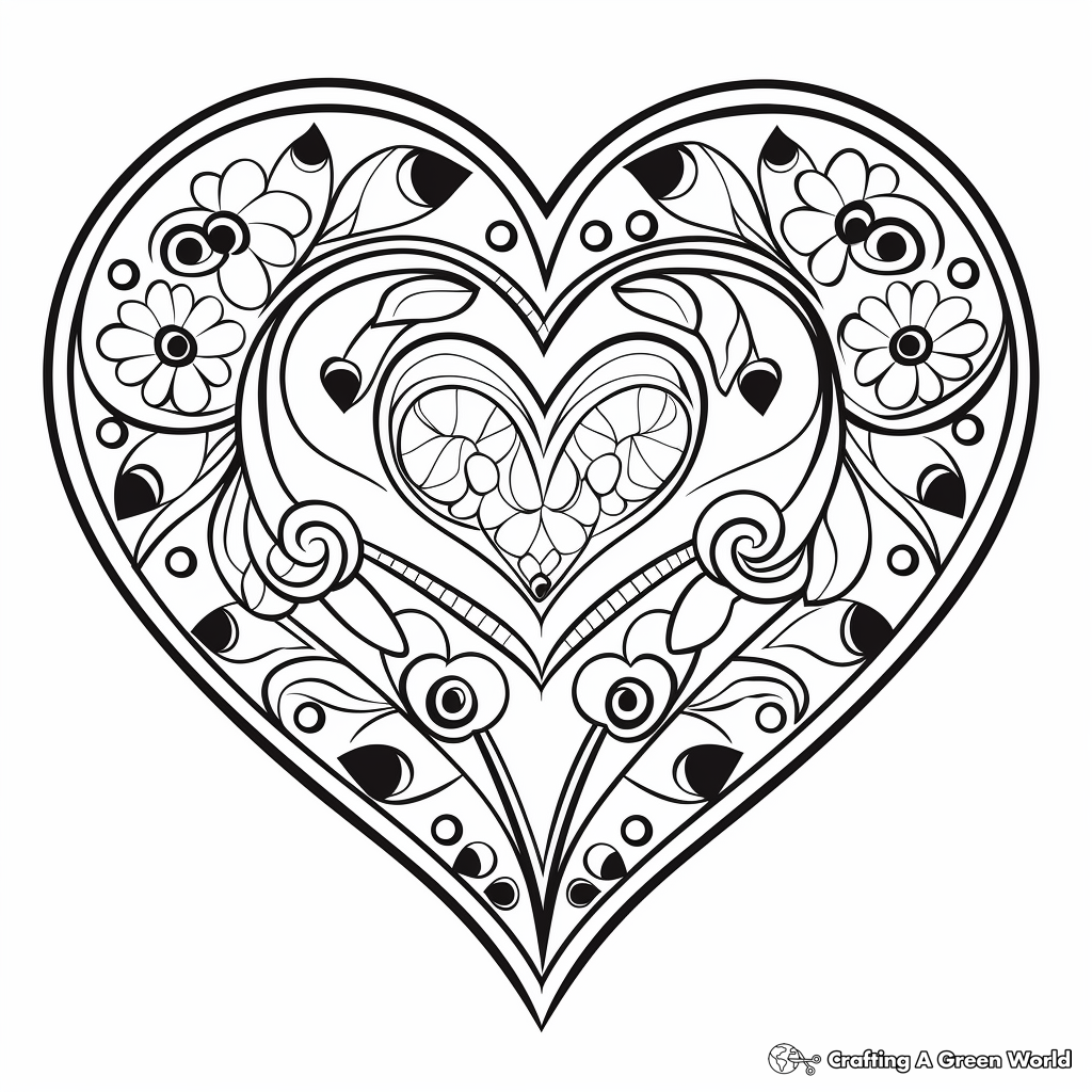 Heart Shape Coloring Pages for Valentine's Day 4