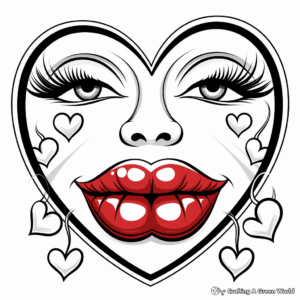 Heart-Shaped Lips Valentine's Day Coloring Pages 1