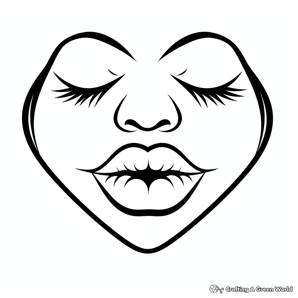 Heart-Shaped Lips Valentine's Day Coloring Pages 2