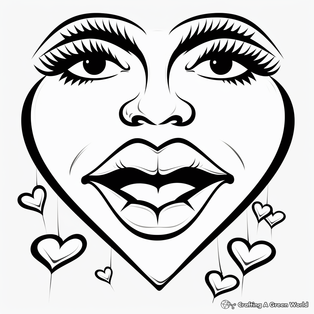 Heart-Shaped Lips Valentine's Day Coloring Pages 3