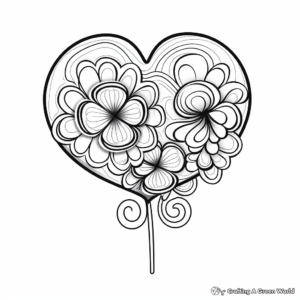 Heart-Shaped Lollipop Coloring Pages for Valentine's Day 1
