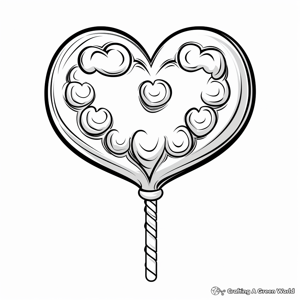 Heart-Shaped Lollipop Coloring Pages for Valentine's Day 3