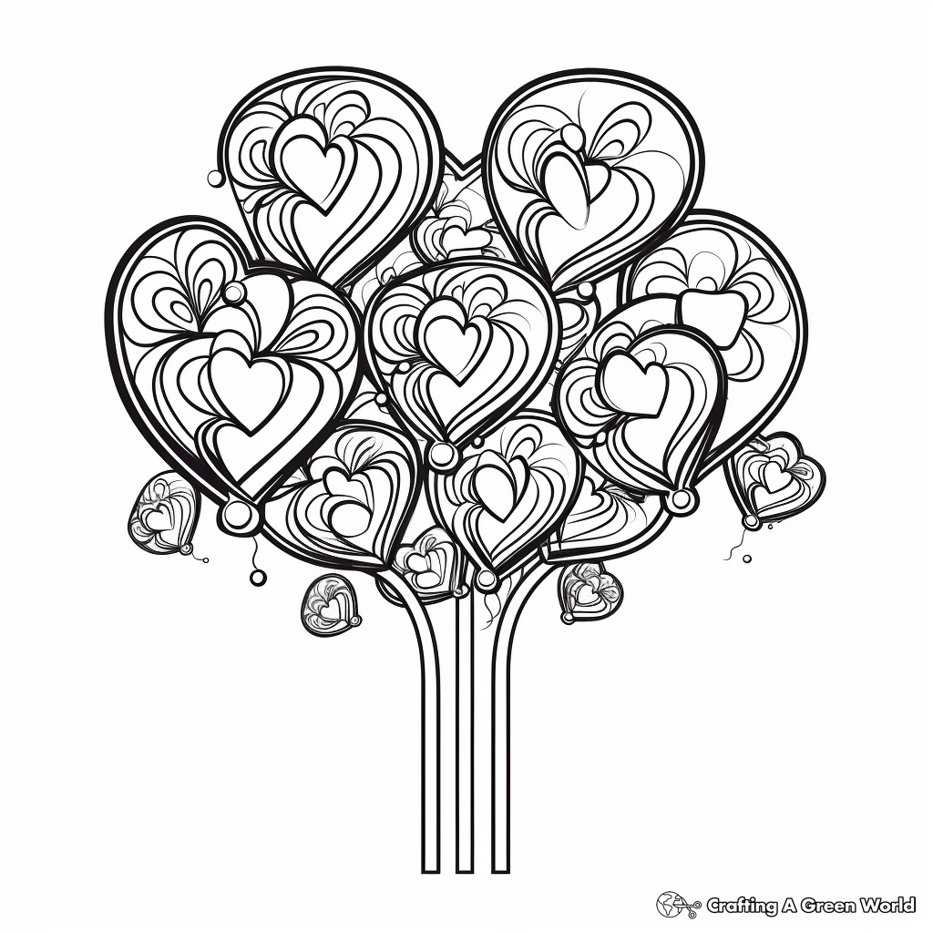 Heart-Shaped Lollipop Coloring Pages for Valentine's Day 4