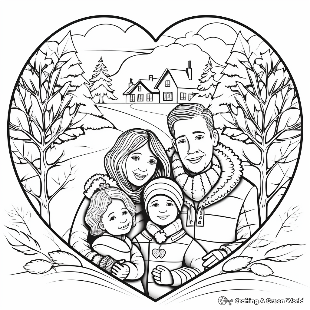 Heart-warming Family Winter Solstice Celebration Coloring Pages 1