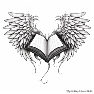 Heart with Bird Wings Coloring Pages: Realistic Details 3