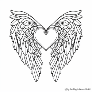 Heart with Feathered Wings Coloring Pages 1