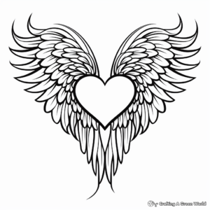 Heart with Feathered Wings Coloring Pages 2