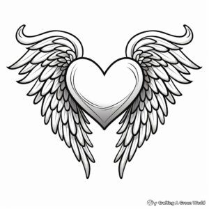 Heart with Feathered Wings Coloring Pages 3