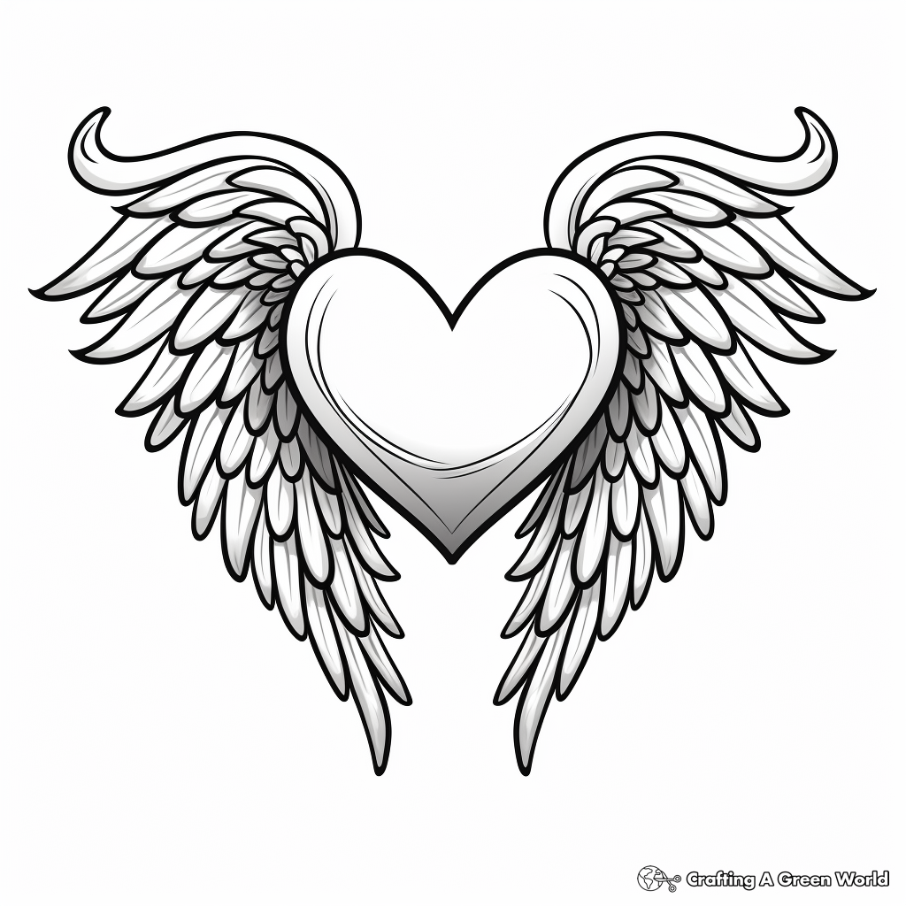 Heart with Feathered Wings Coloring Pages 3