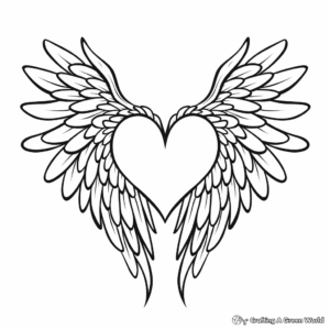 Heart with Feathered Wings Coloring Pages 4