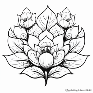 Hearts Nestled in Lotus Flower Coloring Pages 1