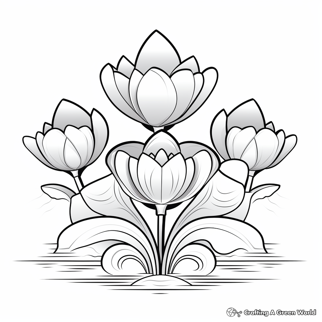Hearts Nestled in Lotus Flower Coloring Pages 4