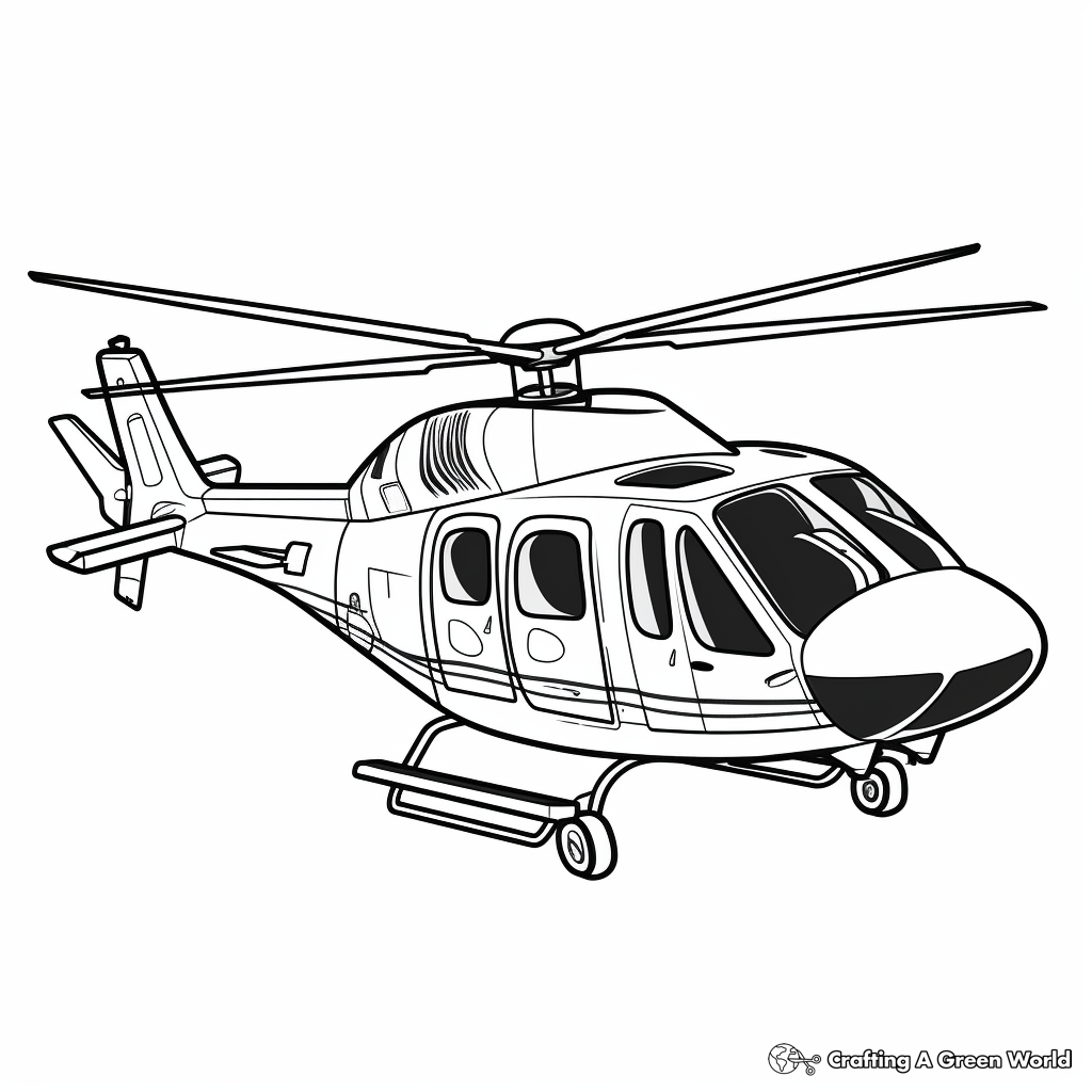 Helicopter and Airplane Coloring Pages 1