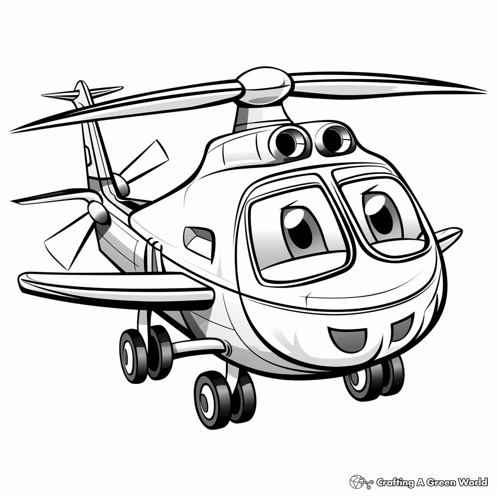 Helicopter and Airplane Coloring Pages 2