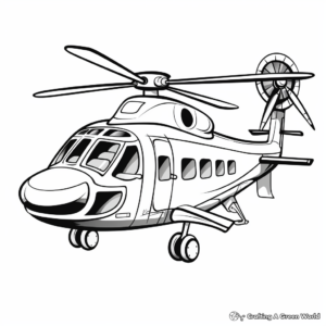 Helicopter and Airplane Coloring Pages 3