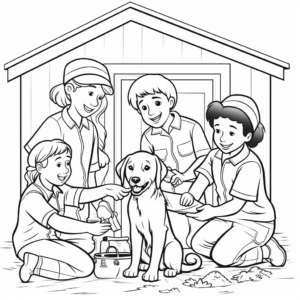 Helpful Shelter Workers Coloring Pages for Kids 3