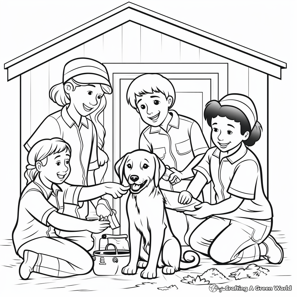 Helpful Shelter Workers Coloring Pages for Kids 3