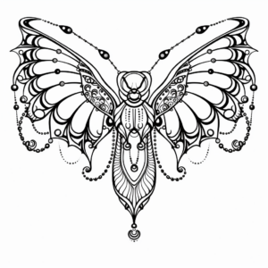 Henna-Inspired Patterned Bat Coloring Pages 4