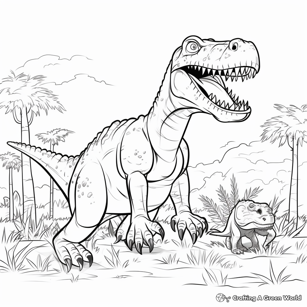 Herbivore Meets Predator: Giganotosaurus Coloring Pages 1