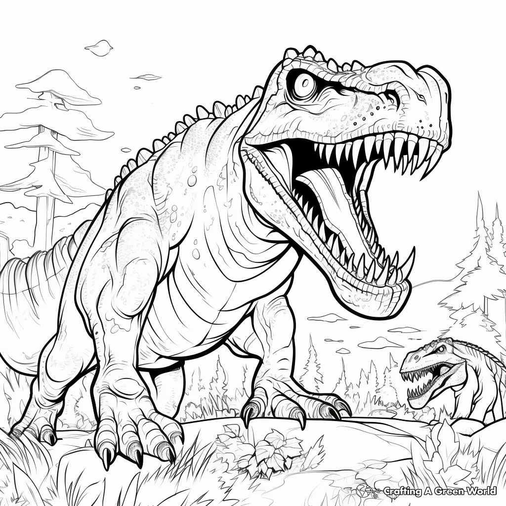 Herbivore Meets Predator: Giganotosaurus Coloring Pages 2