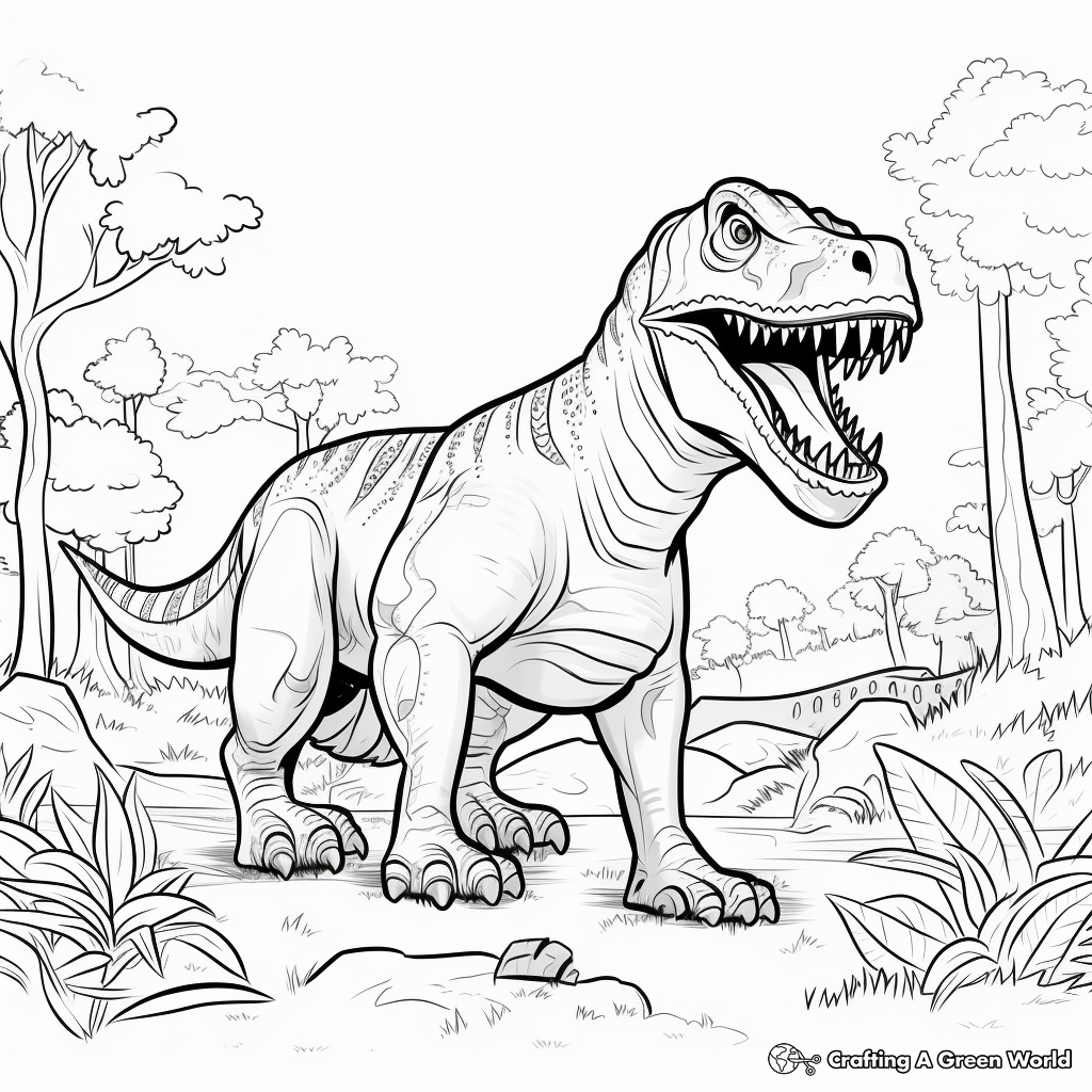 Herbivore Meets Predator: Giganotosaurus Coloring Pages 3