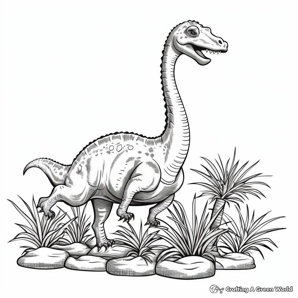Herbivorous Diplodocus Eating Plants Coloring Pages 4