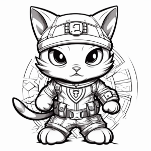 Heroic Firefighter Kitty Coloring Pages 2